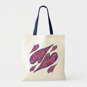 Pink Blue Glitter Hearts Art CustomTote Bag