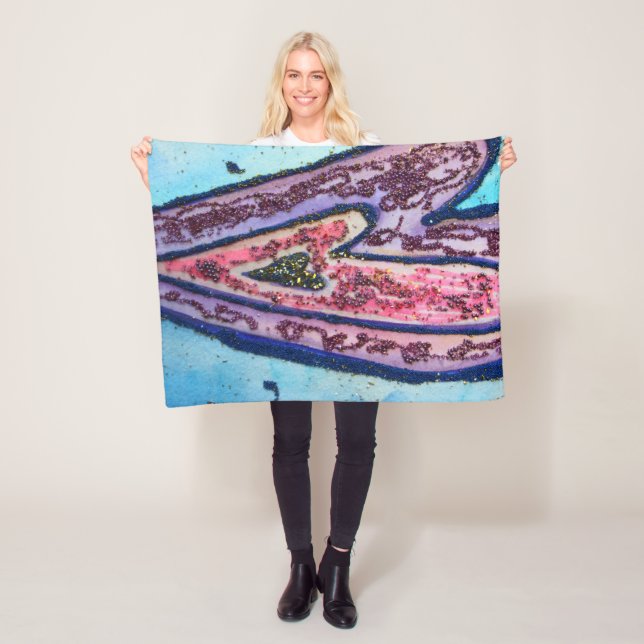 Pink Blue Glitter Hearts Art Fleece Throw Blanket (In Situ)