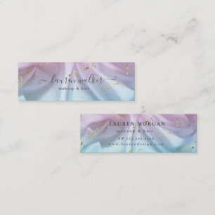 Pink Blue Glitter Satin Material Business Card