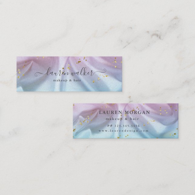 Pink Blue Glitter Satin Material Business Card (Front/Back)
