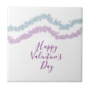pink blue glitter sparkle happy Valentine's day n Ceramic Tile