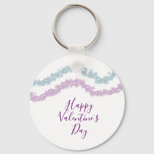 pink blue glitter sparkle happy Valentine's day n Keychain