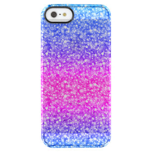 Pink & Blue Glitter & Sparkles Pattern Background Clear iPhone SE/5/5s Case