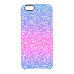 Pink &amp; Blue Glitter &amp; Sparkles Pattern Background Clear iPhone 6/6S Case