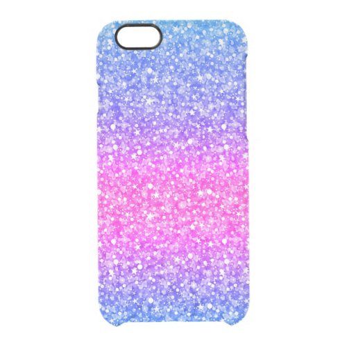 Pink  Blue Glitter  Sparkles Pattern Background Clear iPhone 66S Case