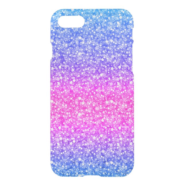 Pink & Blue Glitter & Sparkles Pattern Background Uncommon iPhone Case (Back)
