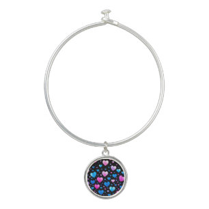 Pink & Blue Glowing Hearts Bangle Bracelet