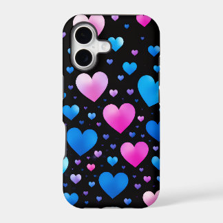 Pink & Blue Glowing Hearts iPhone 17 Case