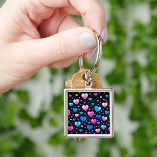 Pink & Blue Glowing Hearts Keychain