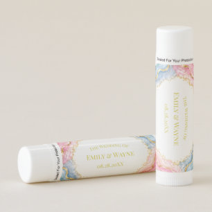 Pink Blue Gold Agate Wedding Favor Lip Balm