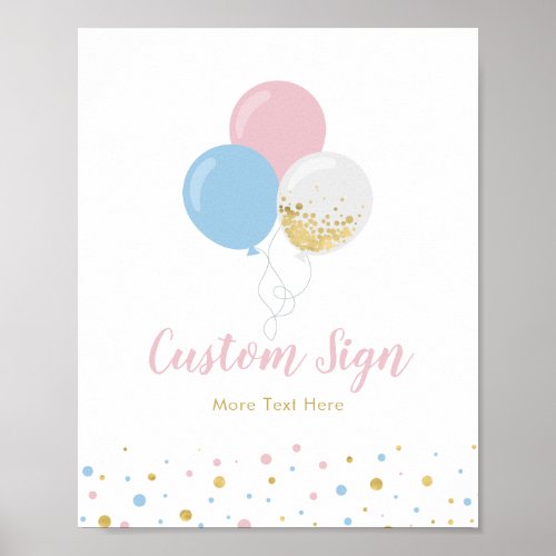 Pink Blue  Gold Baby Shower Custom Party Sign