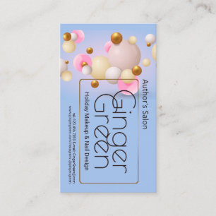 Pink Blue Gold Balloons Business Card
