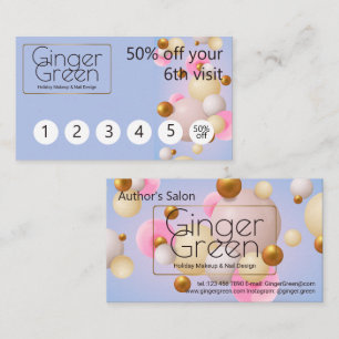 Pink Blue Gold Balloons Loyalty Card