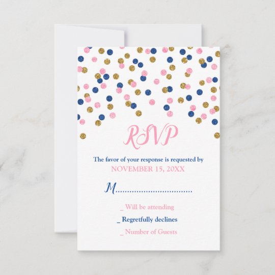 Pink Blue Gold Confetti Baby Shower Rsvp Cards Zazzle Com Pink Blue Gold Confetti Baby Shower