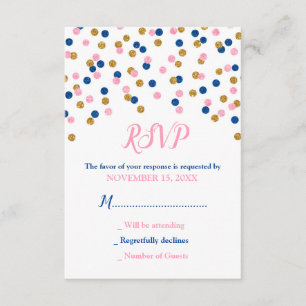 Pink Blue Gold Confetti Baby Shower RSVP Cards