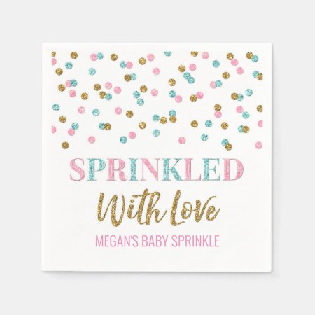 Pink Blue Gold Confetti Sprinkled With Love Napkins