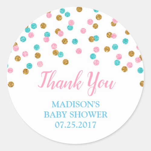 Pink Blue Gold Dots Baby Shower Favor Tags