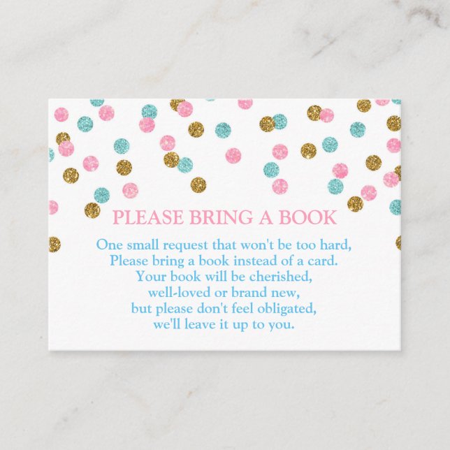 Pink Blue Gold Dots Book Request Card (Front)