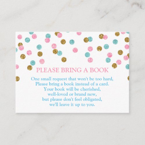 Pink Blue Gold Dots Book Request Card