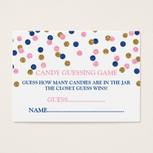 Pink Blue Gold Dots Candy Guessing Game Card