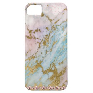 Pink Blue Gold Gilded Rhinestone iPhone Case