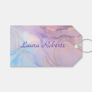 Pink & Blue Gold Glitter Marble Gift Tags