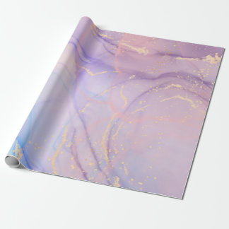 Pink & Blue Gold Glitter Marble Wrapping Paper