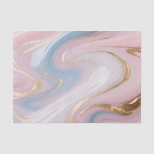 Pink Blue Gold Marble Swirl Abstract Tissue Paper
