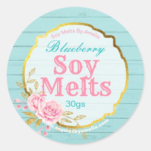 Pink Blue Gold Shabby Chic Soy Wax Melt Labels