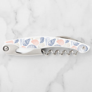 Pink Blue Gold Shells Waiter's Corkscrew