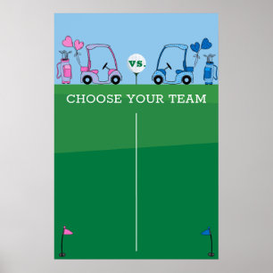 Pink Blue Golf Gender Reveal Game, Cast Your Vote Poster