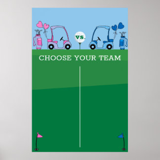 Pink Blue Golf Gender Reveal Game, Cast Your Vote  Poster