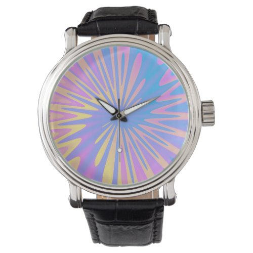pink blue gradient Artistic Spiral tie dye Watch