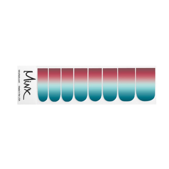 Pink & Blue Gradient Dusty Rose Aqua & Teal Ombre Minx Nail Art (Left Hand)