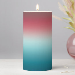 Pink & Blue Gradient Dusty Rose Aqua & Teal Ombre Pillar Candle