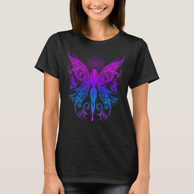 Pink Blue Gradient Enchanted Fairy Fairycore T-Shirt (Front)