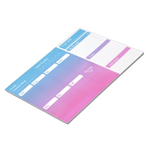 Pink Blue Gradient Weekly Planner Notepad