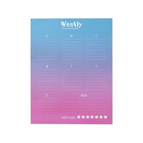 Pink Blue Gradient Weekly Planner Notepad