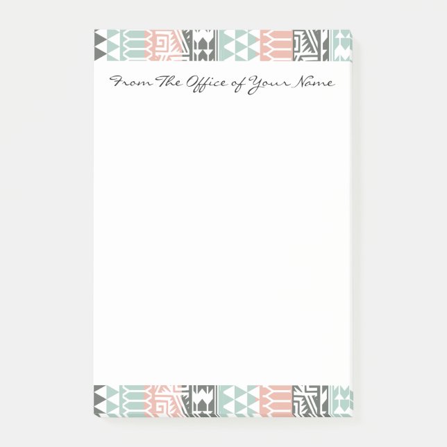 Pink Blue Gray Abstract Aztec Tribal Print Pattern Post-it Notes (Front)