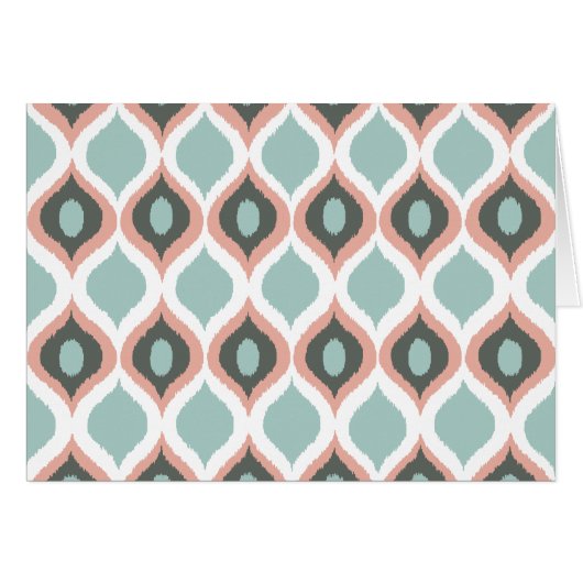 Pink Blue Gray Geometric Ikat Tribal Print Pattern Cards (Front Horizontal)