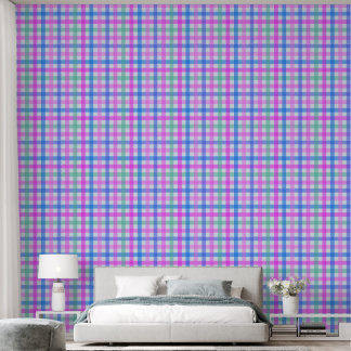 pink blue green gingham wallpaper