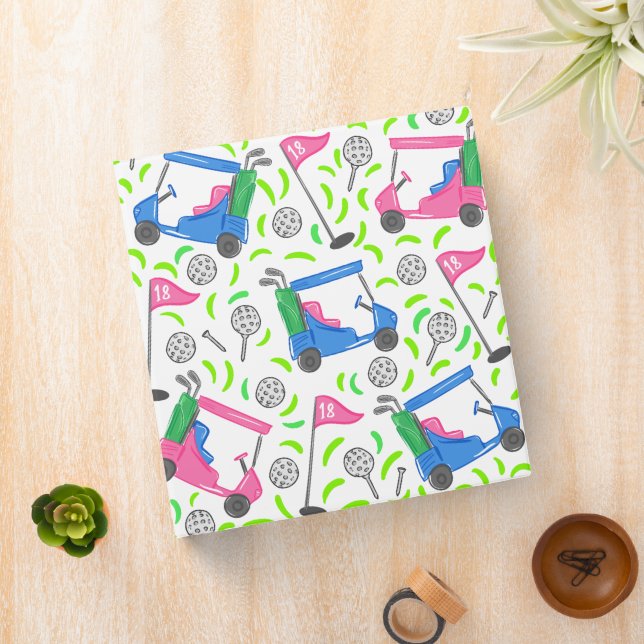 Pink Blue Green Golf 3 Ring Binder (In Situ)