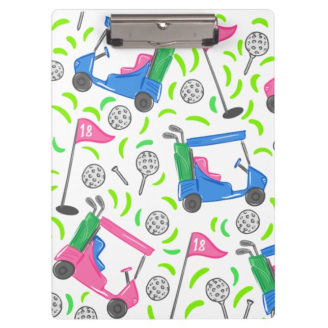 Pink Blue Green Golf Clipboard (Front)