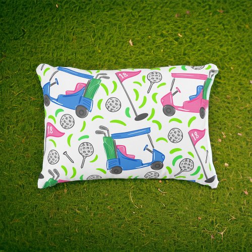 Pink Blue Green Golf Preppy Accent Pillow