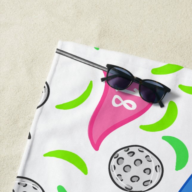 Pink Blue Green Golf Preppy Beach Towel (In Situ)
