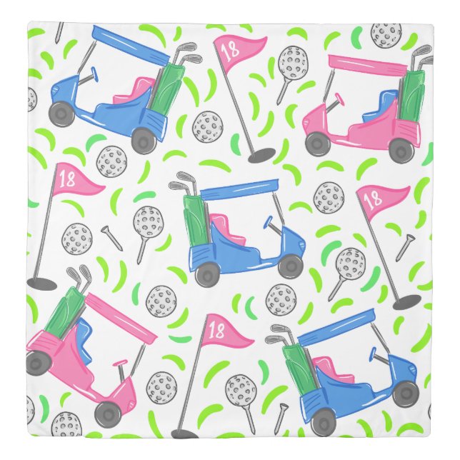 Pink Blue Green Golf Preppy Duvet Cover (Front)