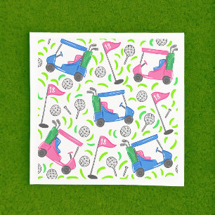 Pink Blue Green Golf Preppy Napkins