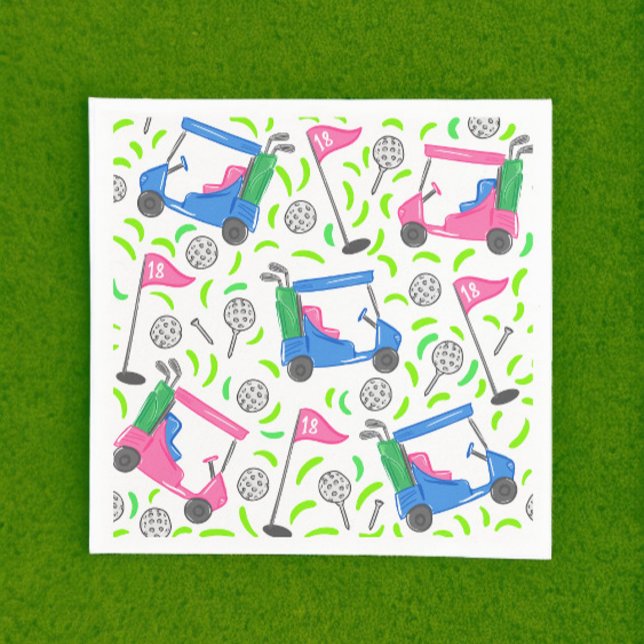 Pink Blue Green Golf Preppy Napkins (Creator Uploaded)