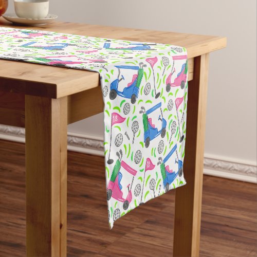 Pink Blue Green Golf Preppy Short Table Runner