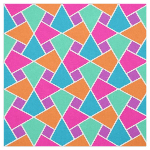 Pink Blue Green Orange Islamic Geometric Pattern Fabric
